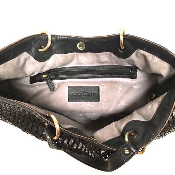 Cole Haan leather openweave tote/shoulder hobo bag - Picture 10 of 14